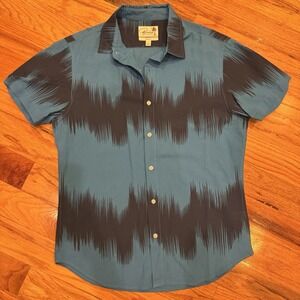 Bonobos 100% Cotton Button Down Collared Shirt Ikat Zig Zag Design Size Medium
